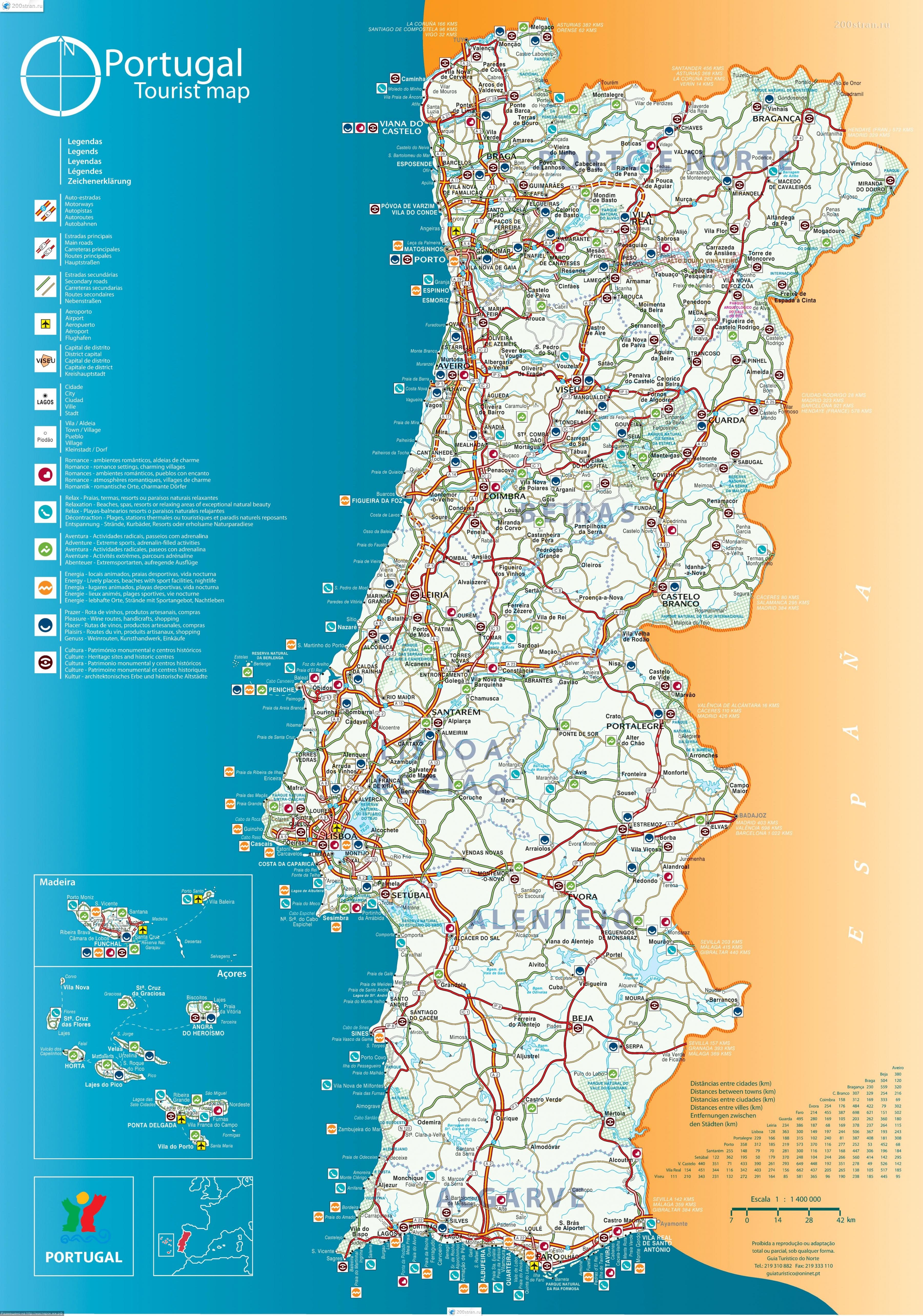 Portugal Touristenkarte - Touristenkarte von Portugal (Südeuropa - Europa)