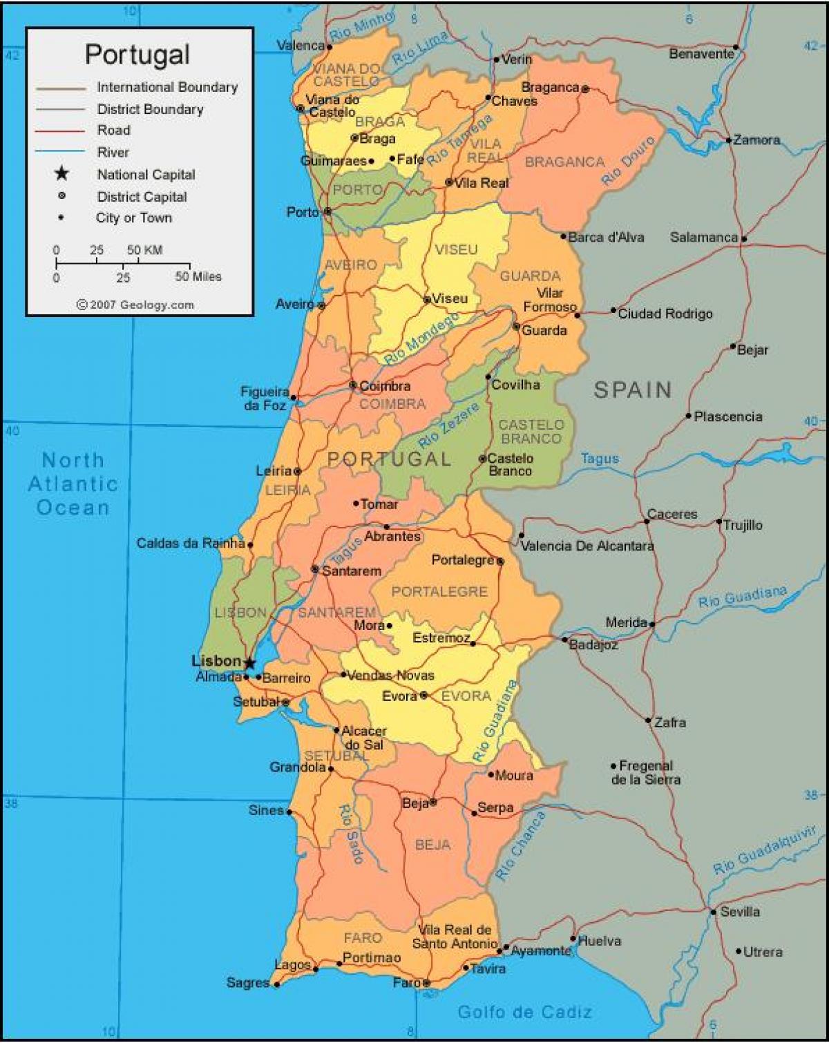Portugal Küste Karte | Landkarte