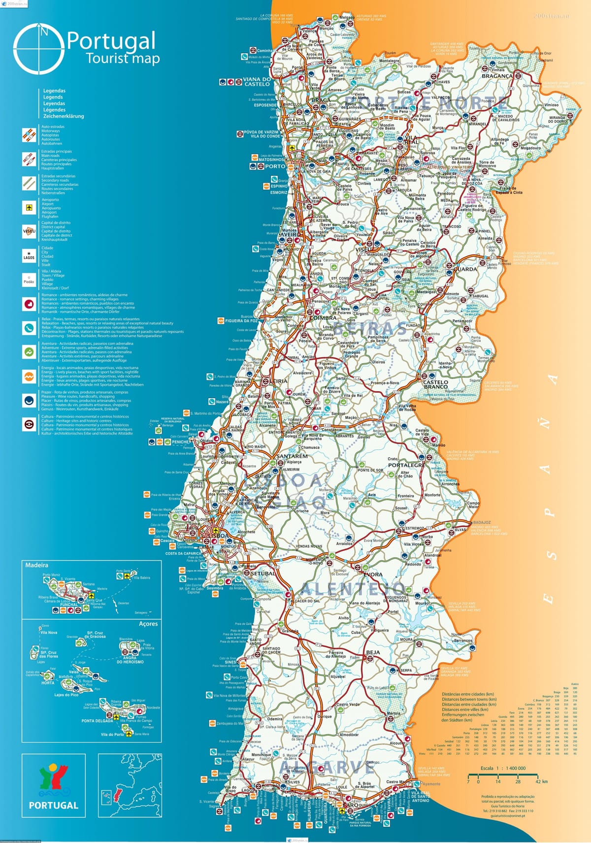 Karte von Portugal Küste