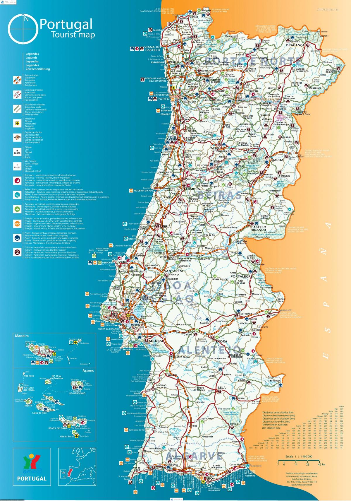 Karte von Portugal resorts