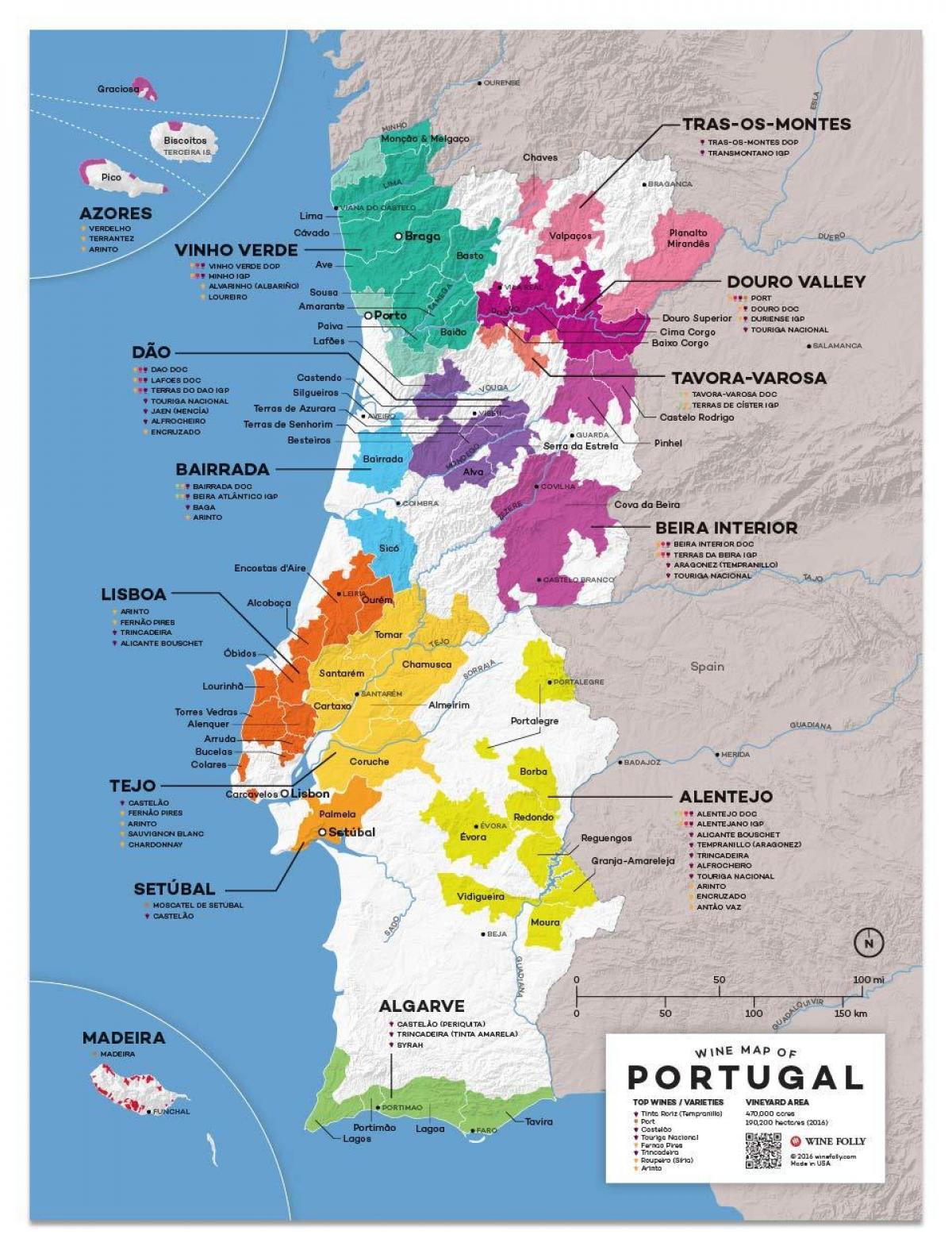 Wein Karte von Portugal