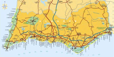 Karte der region algarve in Portugal