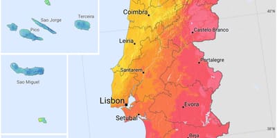 Karte von Portugal mit Sonnenschein